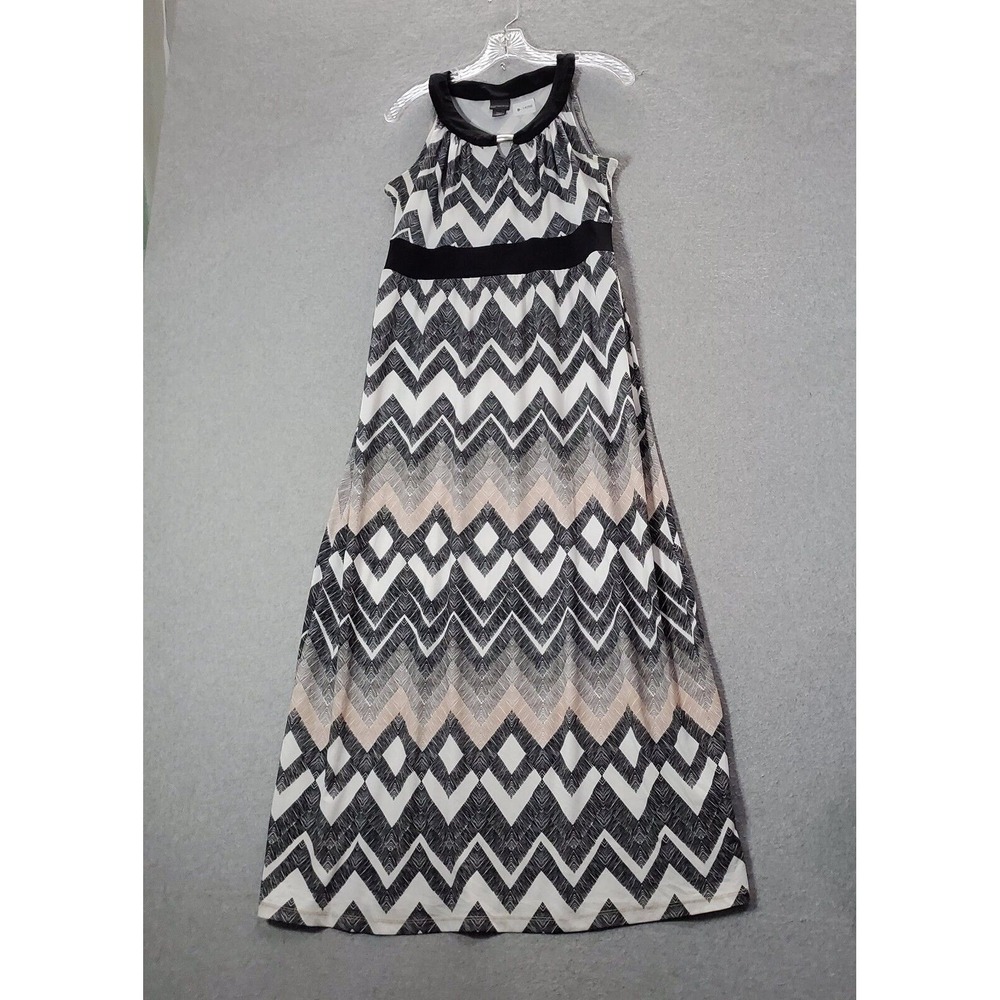 Covington Women Dress MP Gray Aztec Maxi Sleeveless